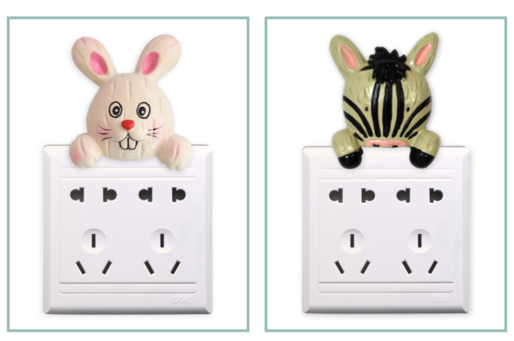 10-yuan wholesale of street stall goods, three-dimensional small animal switch stickers, cartoon creative wall stickers, bedroom wall socket decoration covers detail image 9