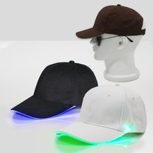 LED發光鴨舌帽光纖閃光棒球帽遮陽帽太陽帽表演定制LOGO嘻哈帽