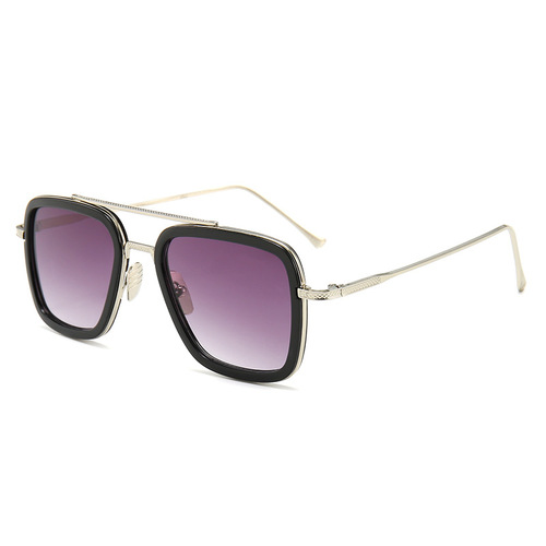 New Iron Man sunglasses European and American fashion square frame Spider-Man same style sunglasses men's trendy glasses manufacturer wholesale