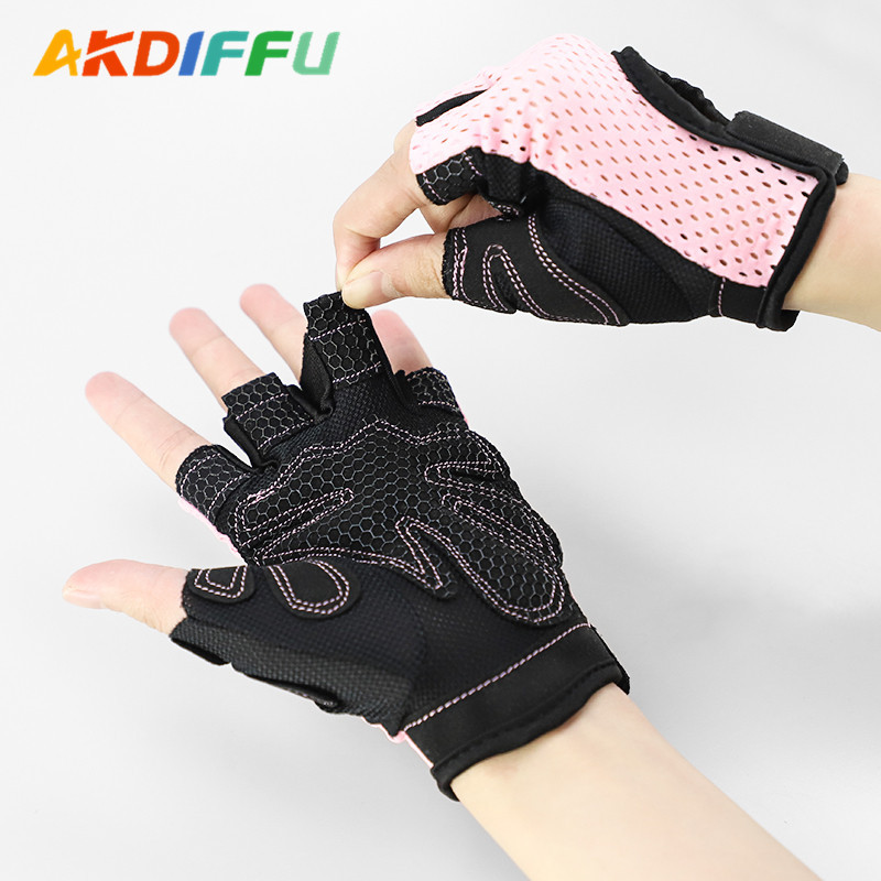 Deportes medio dedo pulsera hombres GUANTES DE Fitness mujeres delgadas mancuernas yoga entrenamiento dinámico bicicleta barra horizontal antideslizante transpirable