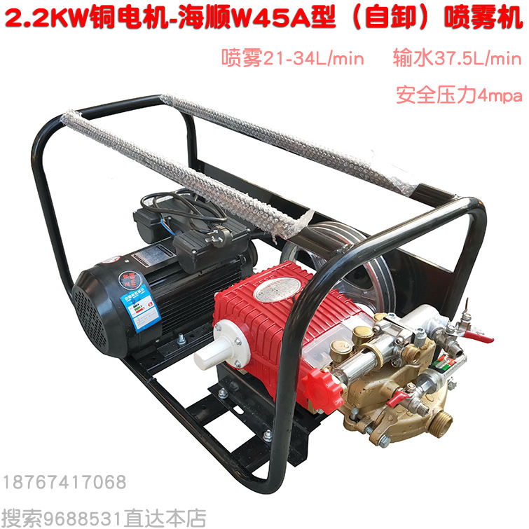 海顺45型自卸物理款柱塞泵2.2KW铜线电动机组 喷雾器高压清洗打药