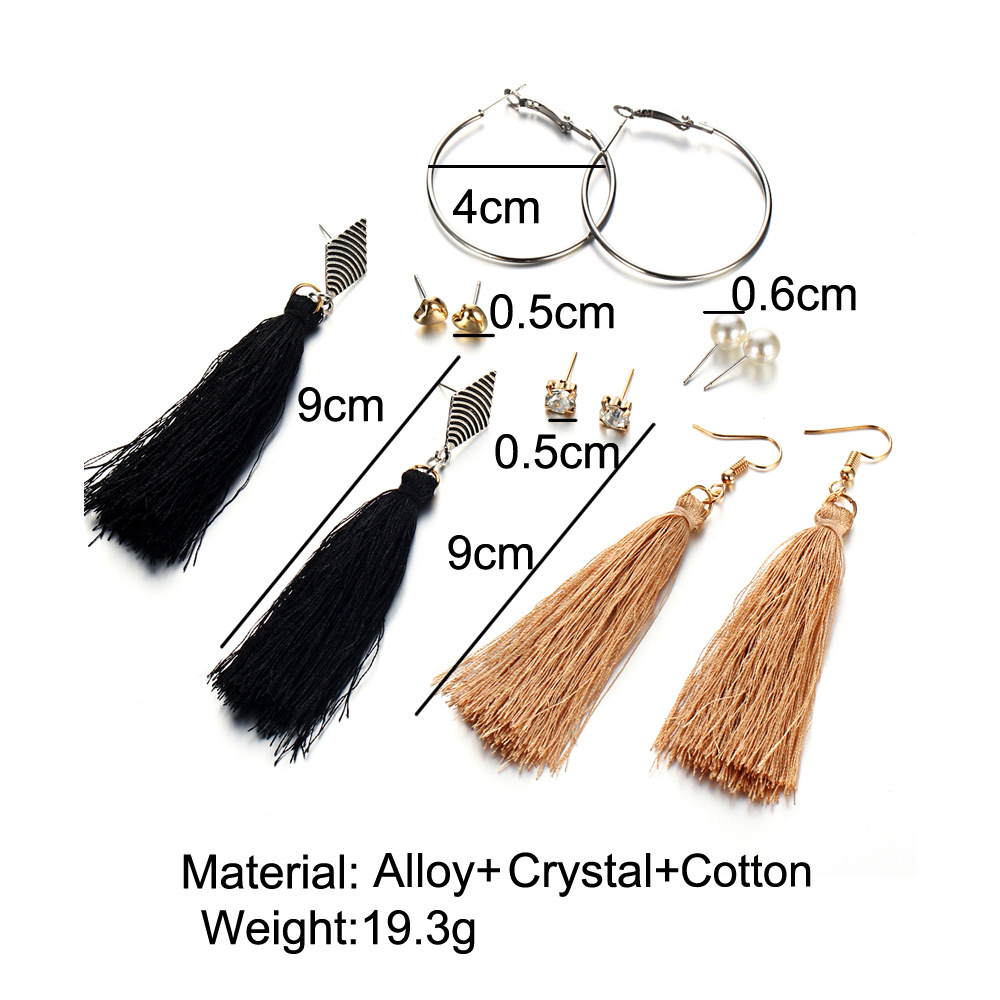 New  Diamond Tassel 6 Pairs Of Earrings  Set display picture 26