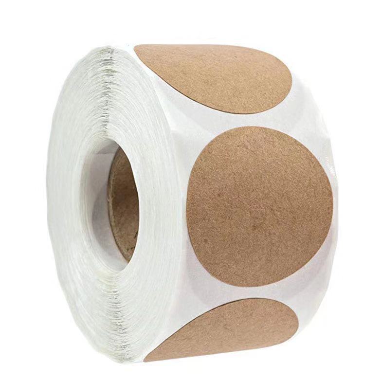 Round Pattern Natural Kraft Paper Round Self-adhesive Labeling Paper