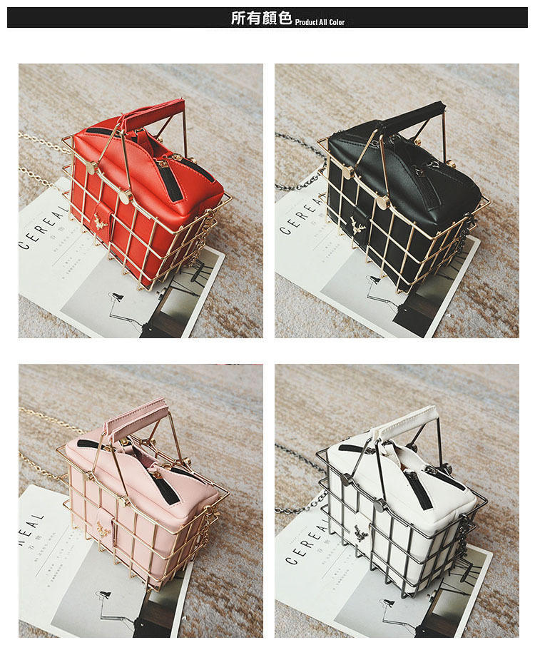 New Fashion Small Box Metal Basket Messenger Chic Women's Chain Handbag display picture 19