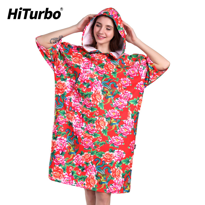(2개) HITURBO BEACH 목욕 가운 인쇄 흡수, 잠복, 빠른 건조, 태양 방지, 안티 라이트 수영 코트 코트-국가 색상 및 향수