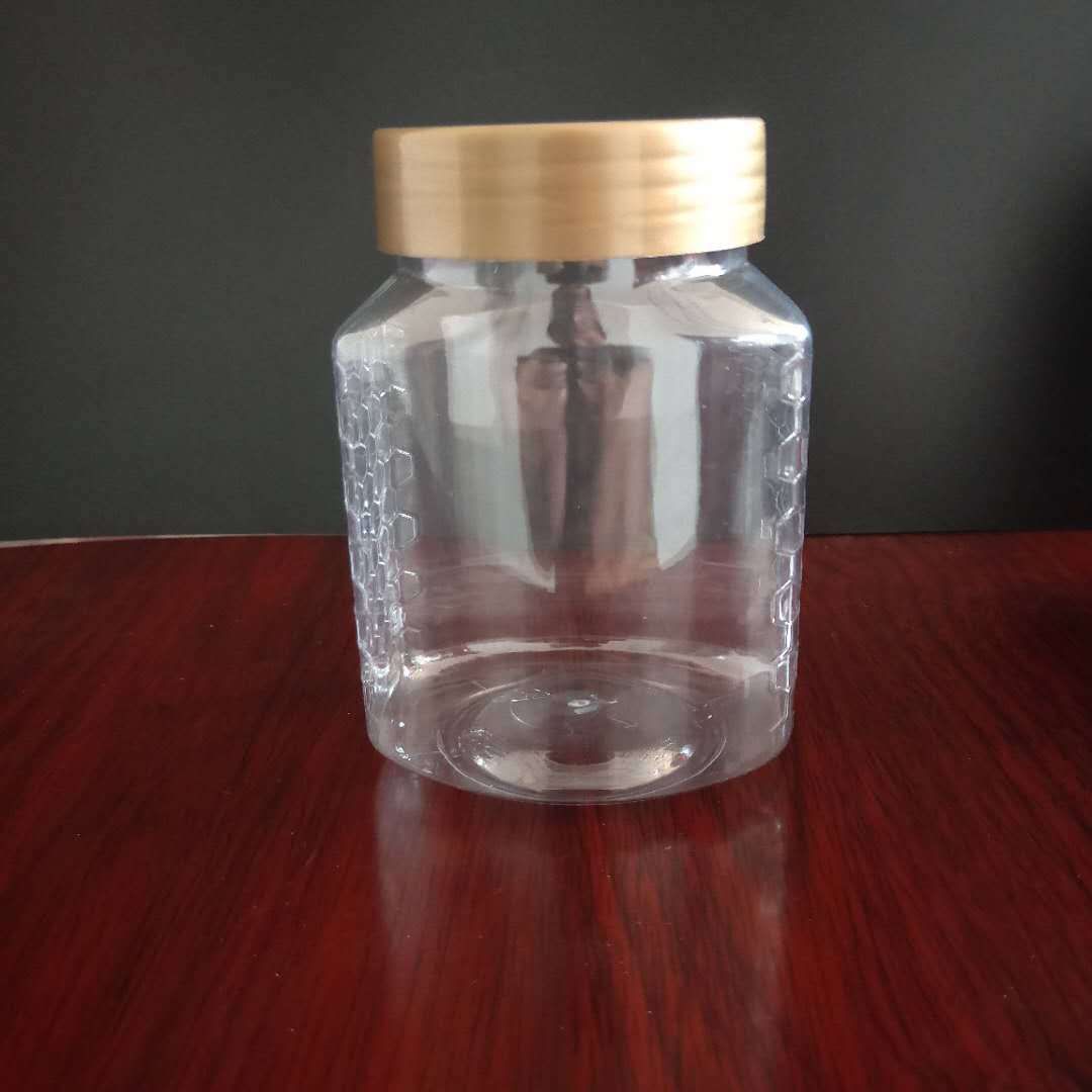 现货 两边带蜂巢图案 一斤装蜂蜜瓶 pet透明塑料瓶 500克蜂蜜瓶