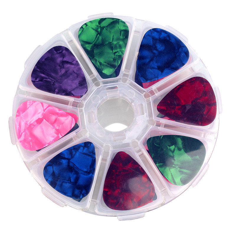 Juego de 50 púas de guitarra con diseño colorido, accesorios para instrumentos musicales, ukelele folk, accesorios para instrumentos musicales al por mayor.