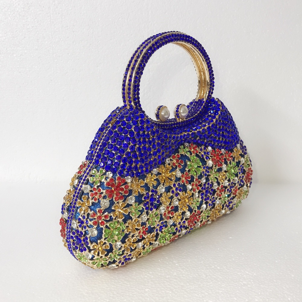 Túi clutch nữ đính kim cương giả dự tiệc cao cấp kích thước 23x12x6 cm — Màu đen chi tiết 24