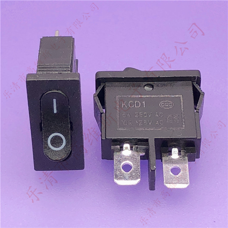 薄型船型开关 KCD1 2脚2档黑色翘板开关 9.5*21mm 薄形电源开关