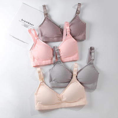 孕妇无钢圈哺乳文胸内衣喂奶孕期文胸聚拢防下垂内衣解扣哺乳内衣|ru