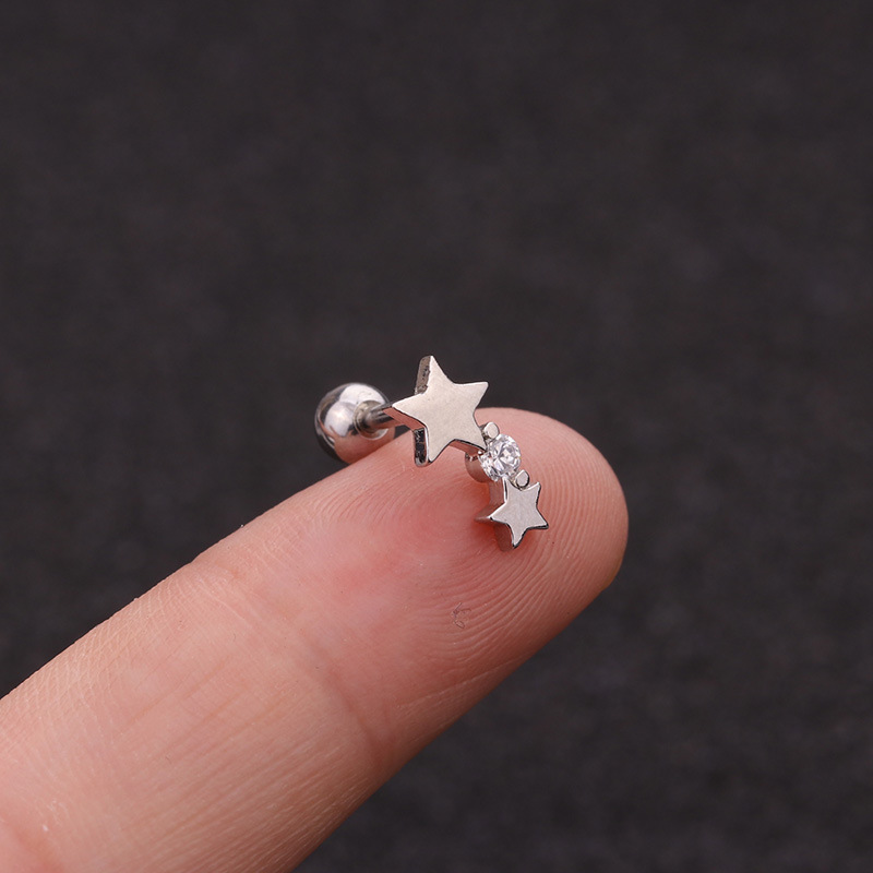Fashion new zircon flower love bowknot screw alloy ear bone nails