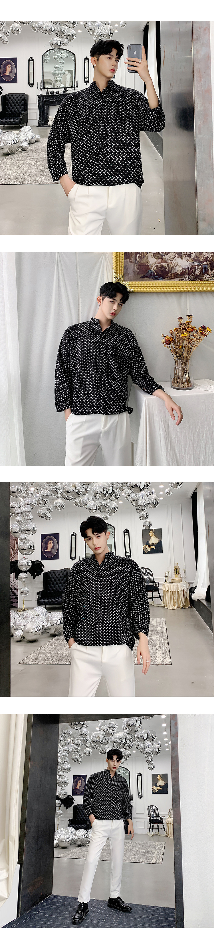 Printed Polo Collar Shirt Image 3