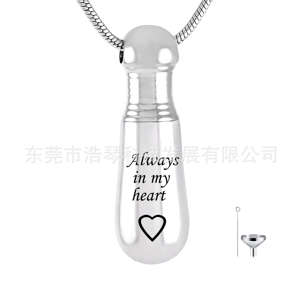 Трансграничные поставки ПЭТ пепел ожерелье титановой стали надписи навсегда в моем сердце Пепел банку кулон