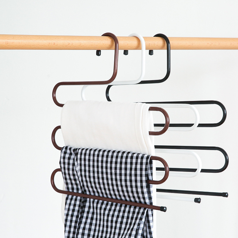 衣柜多层S型裤架创意家用铁艺喷塑魔术裤子收纳衣架批发|ms