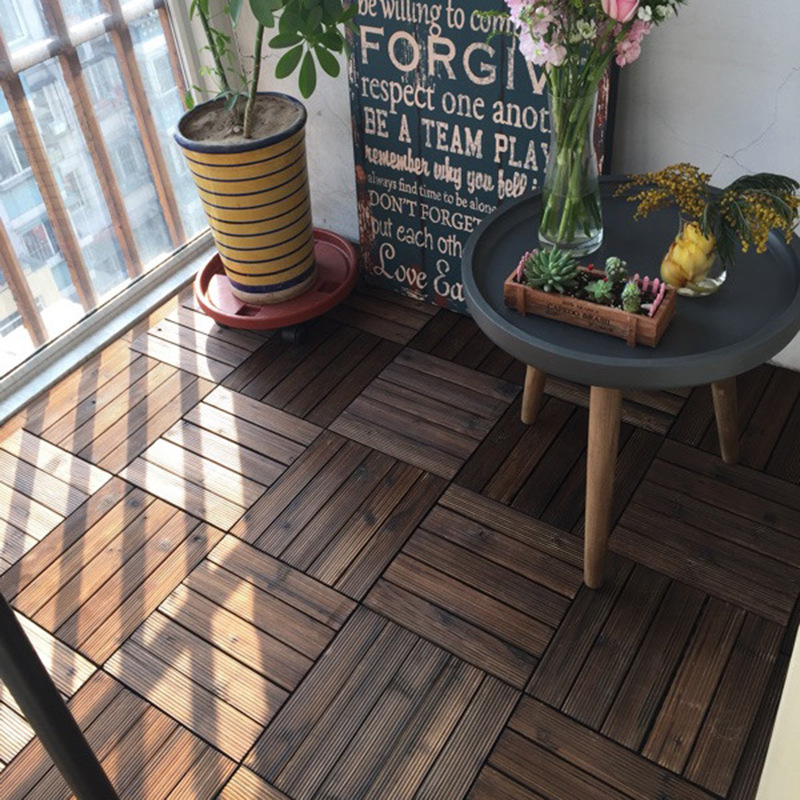 Carbonized anti-corrosion wood floor balcony outdoor anti-slip floor outdoor garden terrace bathroom stitching solid wood floor