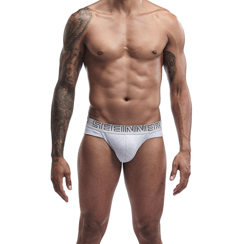 Men's ribbed cotton cross-border best-selling wholesale briefs with breathable solid color low-rise high-cut and lifting triangle underwear