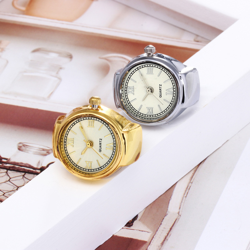 Pointer+Number Display Type Single Folding Buckle, Ring Table Buckle Style Casual Novelty Round Single Folding Buckle Ring Table Quartz Ring Table Watch