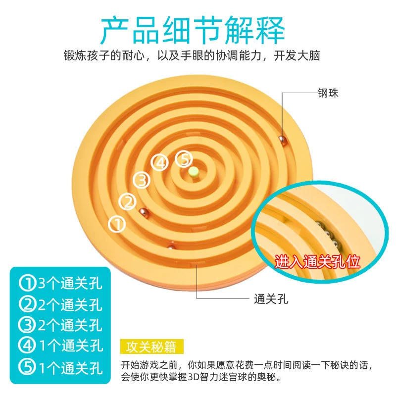 Intellectual three dimensional labyrinth, toy for training, 3D, teaches balance, attention training