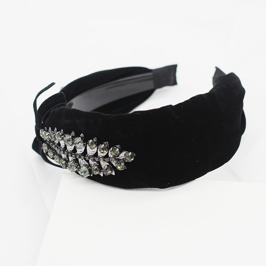 New Korean Fashion Star With The Same Leaf With Diamond Bow Temperament Headband Casual Headband display picture 3