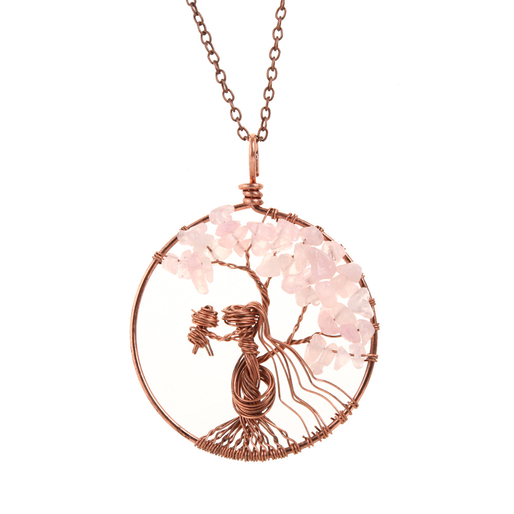 Fashion Tree Alloy Plating Natural Stone Pendant Necklace 1 Piece