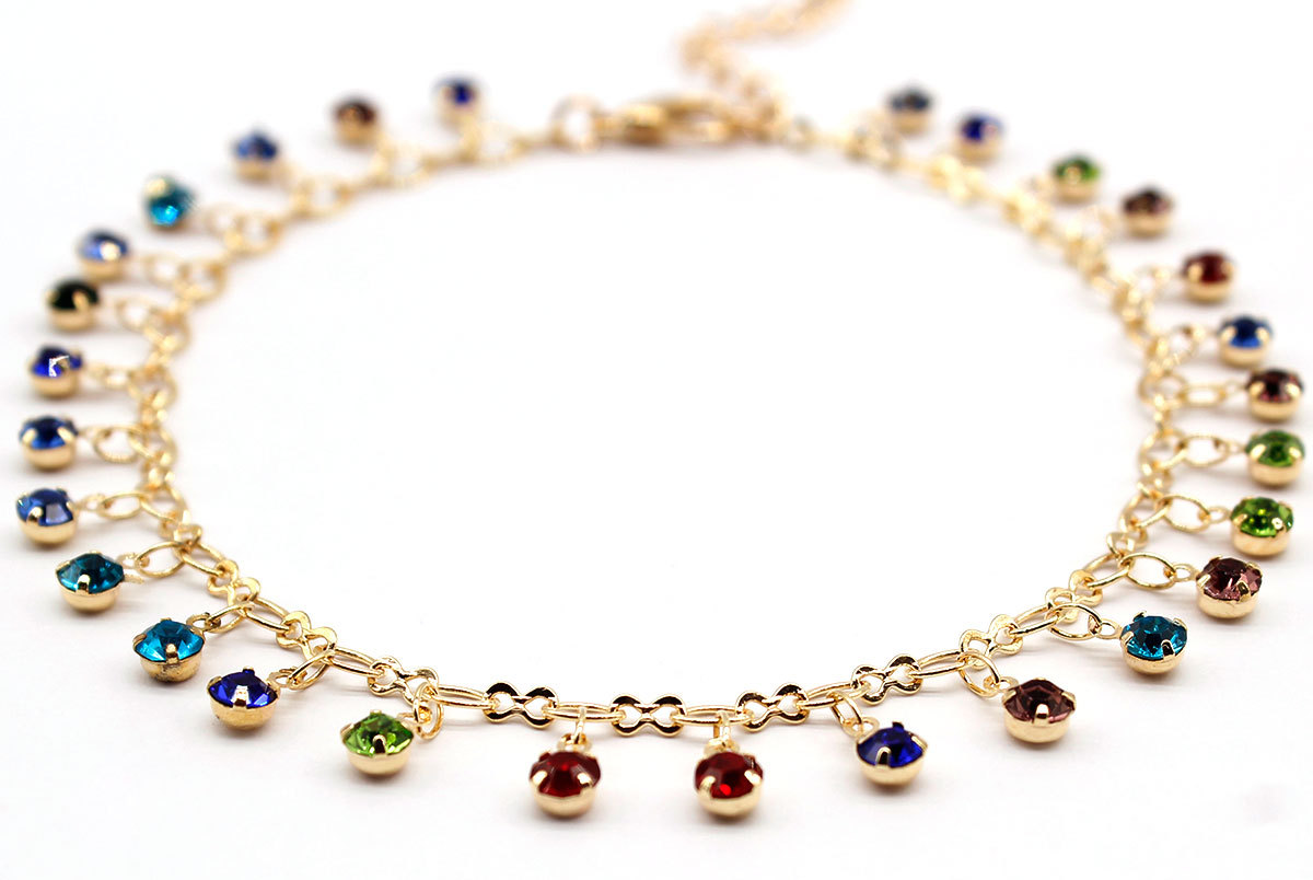 Title 5, Damen Kristall Mikro-Inlay bunte Diamant Fußket...