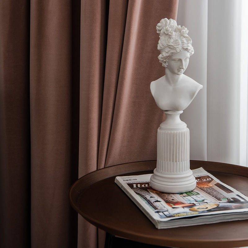 北欧加厚德国绒纯色拼接窗帘现代遮阳丝绒美式别墅天鹅绒落地帘|ru