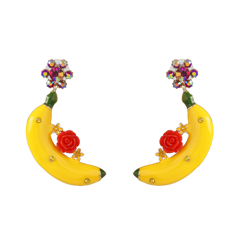 Banana Flower Earrings Diamond Stud Earrings Women's Earrings Wholesale display picture 8