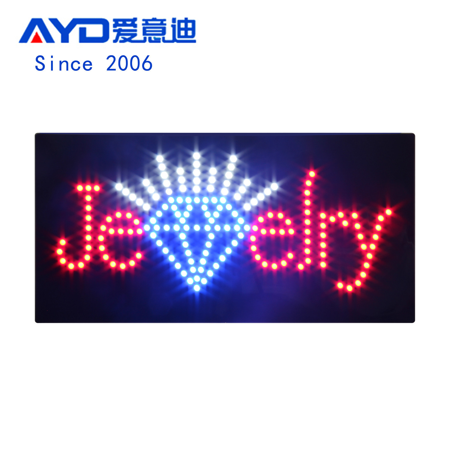 供应亚马逊LED广告牌电子招牌炫彩动画 LED Jewelry Sign 48x24cm