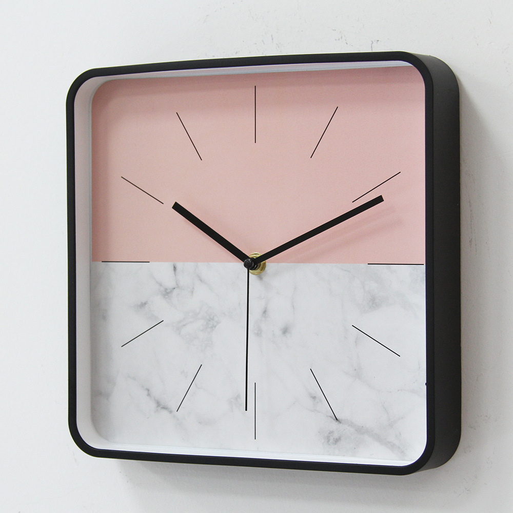 Reloj de pared cuadrado nuevo con letras termoimpresas - Estilo moderno, simple y creativo - Silencioso - Para dormitorio y sala de estar