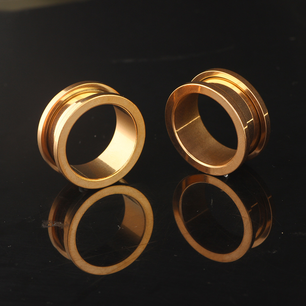 WISH Cross-Border Internal Thread Gold Ear Expander Plugs - 20mm Stainless Steel Ear Tunnels detail image 13