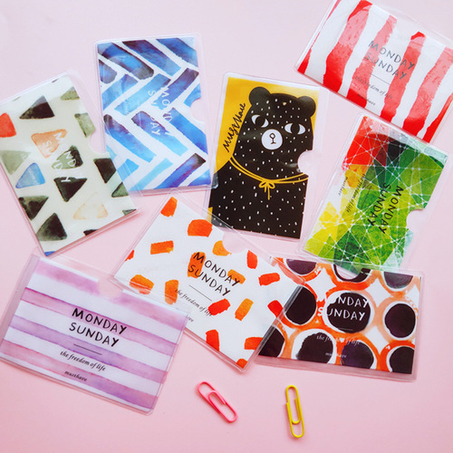 Korean creative plastic translucent card holder student school card bus card bank card meal card protective cover document cover