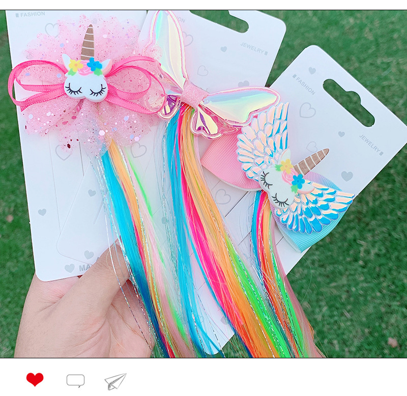 Colorful Wig Braid Unicorn Butterfly Cartoon Hairpin display picture 9