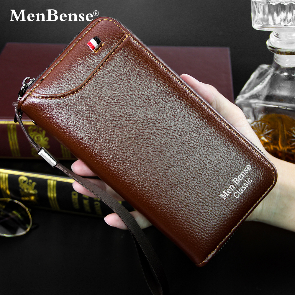 Nueva billetera larga de los hombres cremallera multi-tarjeta de gran capacidad embrague de los hombres moda casual larga cartera de los hombres