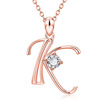 Golden zirconium with letters, pendant, necklace, suitable for import, pink gold, English letters