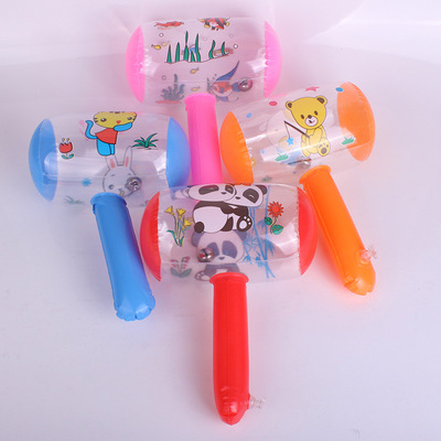 带铃铛充气锤子捏会响PVC益智微商扫码地推礼品卡通透明儿童玩具|ru