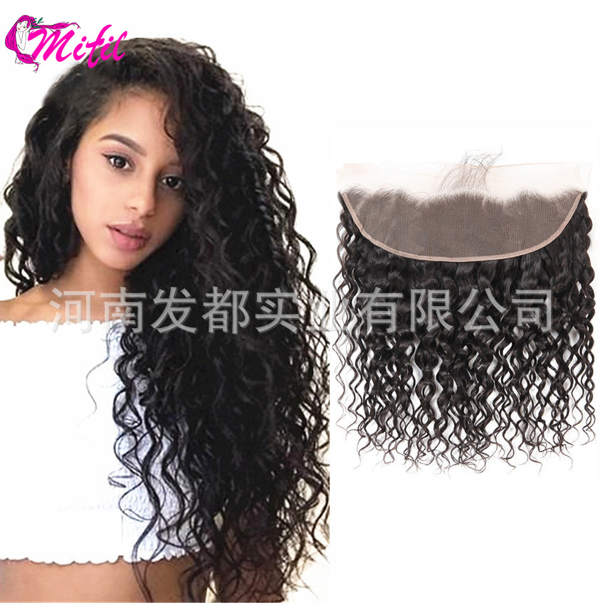 Real hair 13X4 front lace closure lace f...