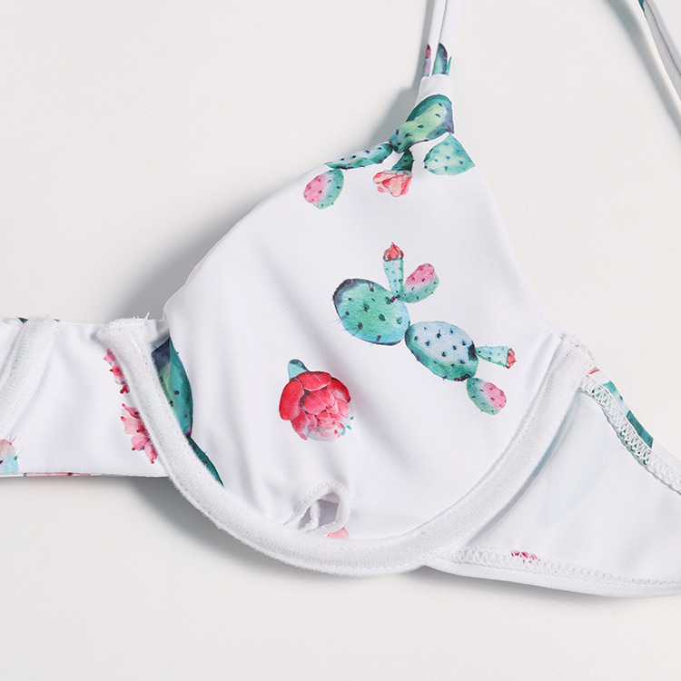 Polyester FashionBikini(White green-S)Swimwear NHHL2062-White-green-S