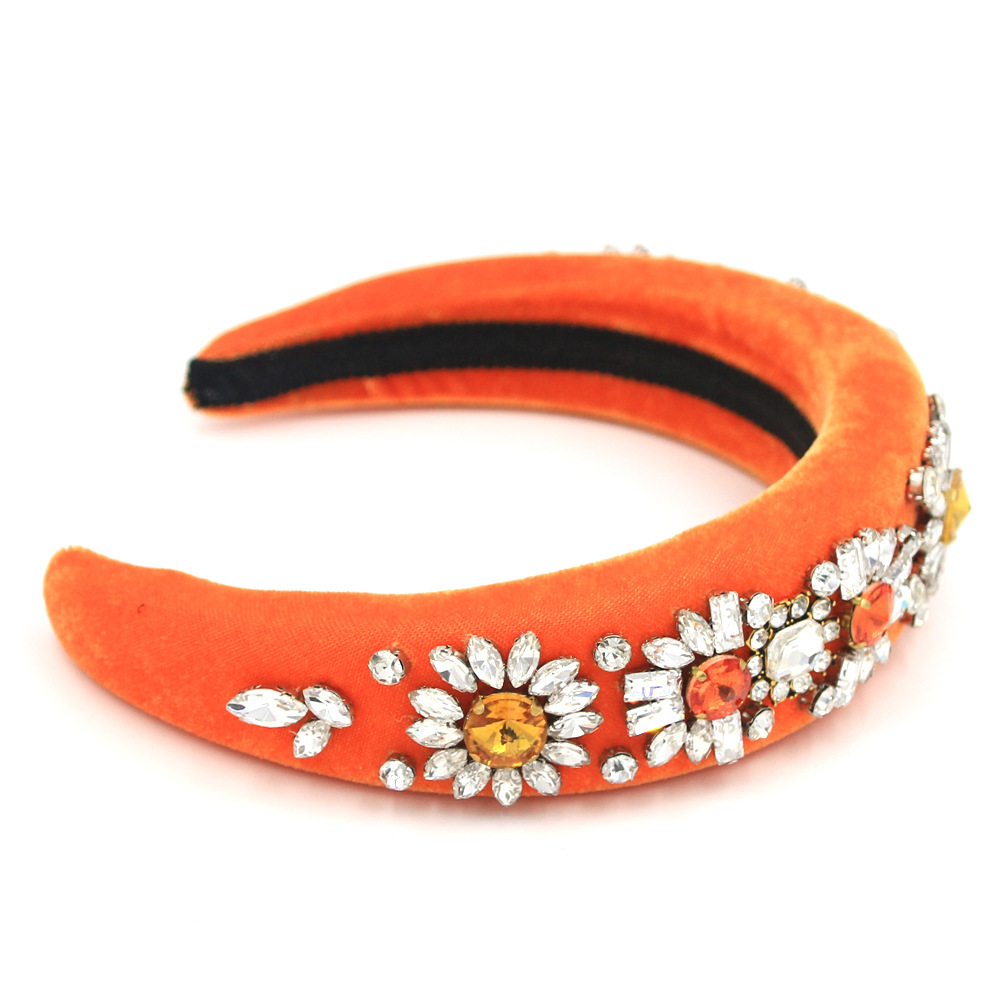 New Sponge Hairband Multi-color Rhinestones Sun Flower Wild Hairband Prom Show Catwalk Hairband Nihaojewelry Wholesale display picture 4