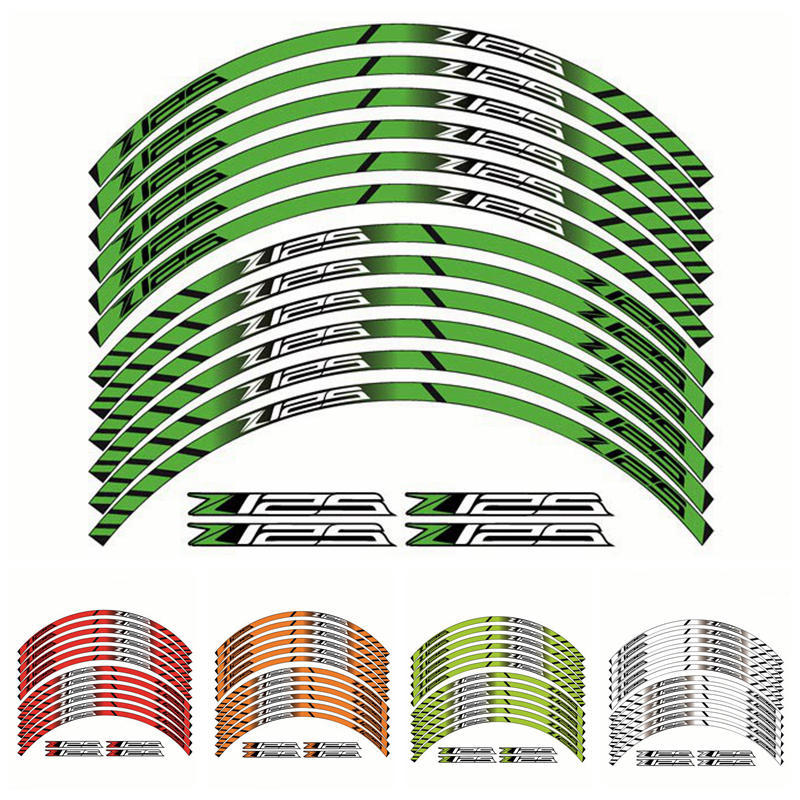 越野摩托轮毂车贴适用川崎 Kawasaki Z125 改装车轮贴纸跨境热销