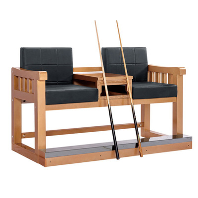 新款双人座台球用观球沙发座椅 实木球房观球休息靠背椅 台球桌