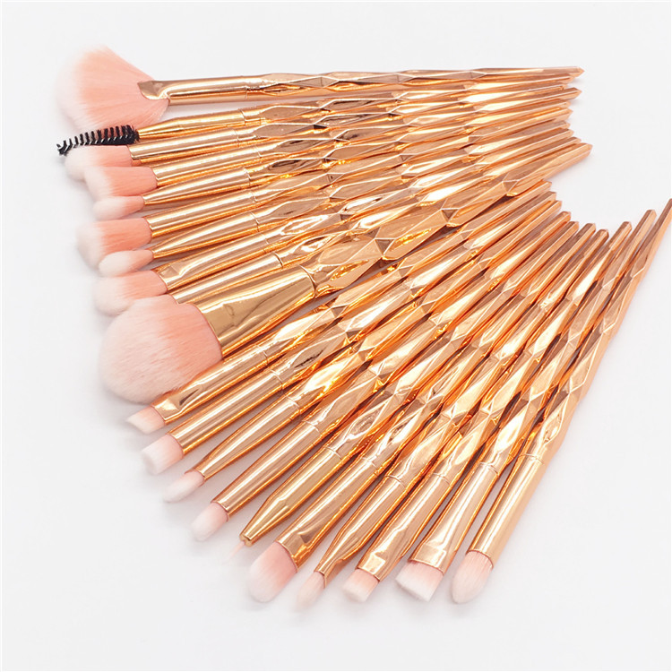 Simple Style Rose Gold Artificial Fiber Plastic Handgrip Aluminum Tube Makeup Brushes 1 Set display picture 1
