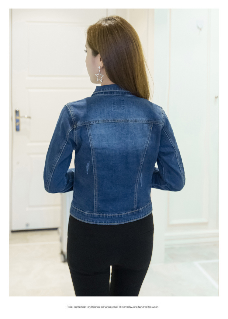 595g Weight Denim Jacket Outerwear Type Long Sleeve Sleeve Length Single Breasted Placket Type Denim Fabric Type Regular Top Length Coat Tops Type Casual, Daily Occasion Turndown, Hooded Neckline Loose Fit Type Color Block Pattern Spring, Autumn Season Women's Gender Printing Design Streetwear Style Women's Streetwear Color Block Printing Single Breasted Coat Denim Jacket 4