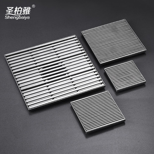 Solid 304 stainless steel 15*15 floor drain DN110 bathroom square deodorant floor drain hotel engineering floor drain