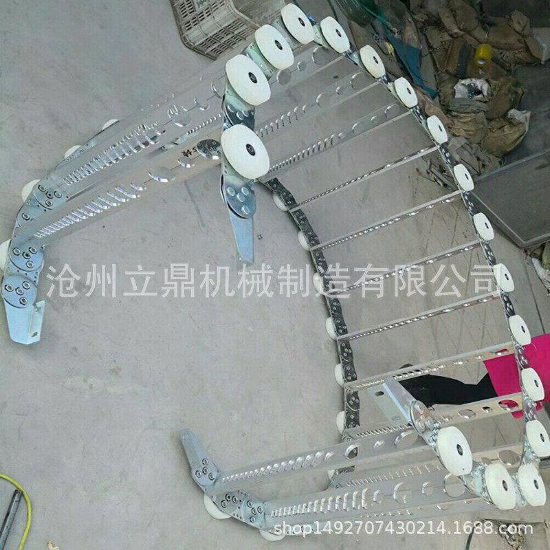 生产TLG型加滑轮钢制拖链 桥式钢铝拖链 带滑轮支撑不锈钢坦克链
