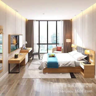 Hotel Hotel Business Furniture Bed TV Desk Writing Desk Soft Bag Bedside Table Homestay Hotel Furniture Standard Room Complete Set