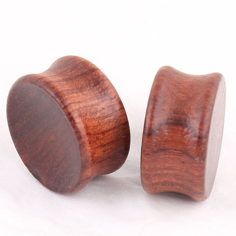 European American Brown Concave Wood Ear Stretcher Tunnel 8-20mm Ear Expansion Plug detail image 7