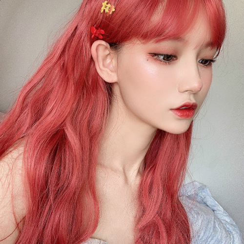 Wig female long curly hair big wave fluffy natural internet celebrity long hair orange wool curly temperament face-shaping full headgear