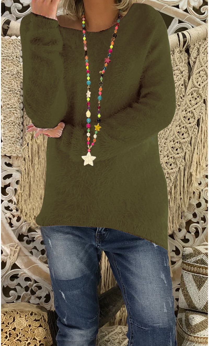 Damen Oversized Langarm Strickpullover Aus Baumwolle Für Herbst_voghion.com