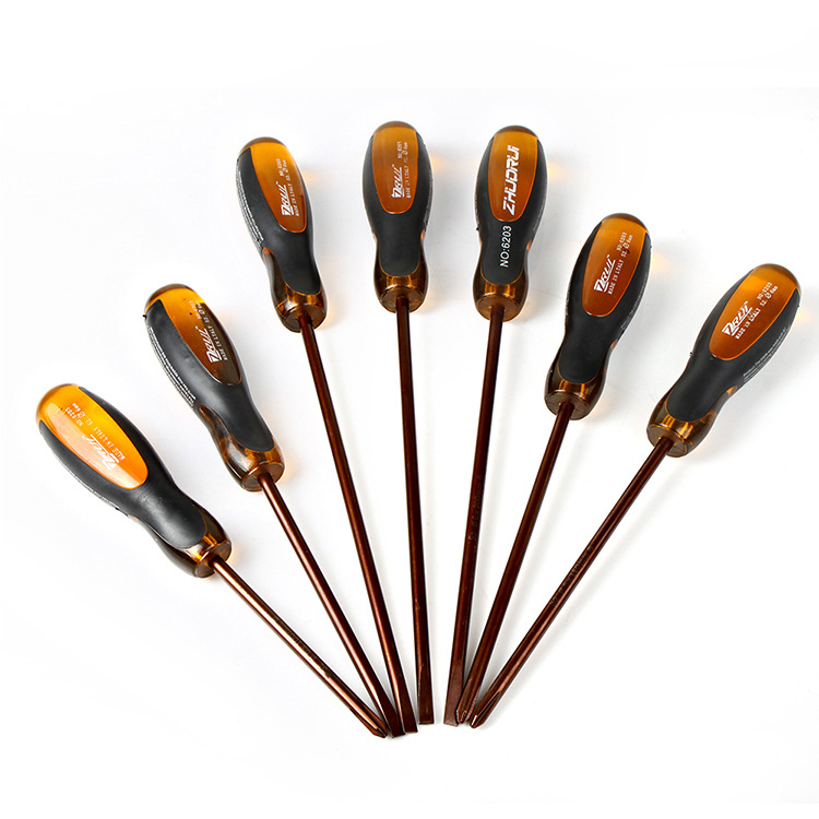 S2 rojo transparente PVC pegamento recubierto a prueba de aceite de dos colores destornillador Cruz-palabra hogar herramienta de reparación industrial destornillador