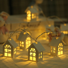 新款2米小房子圣诞装饰灯串 木屋场景暖光灯串批发跨境款